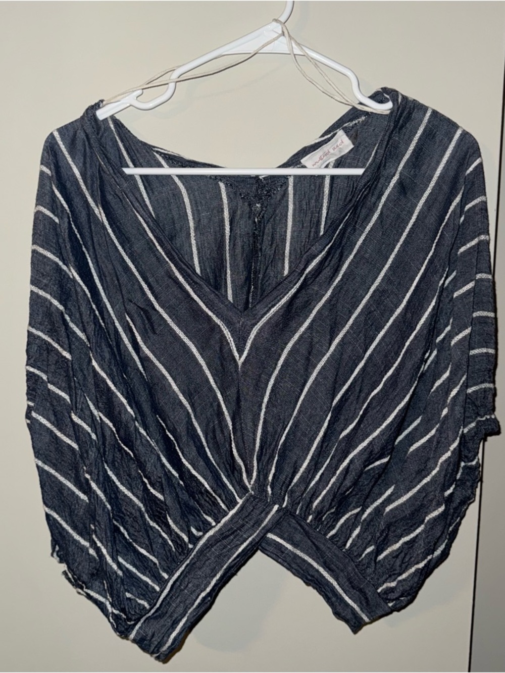 Navy and White Stripe V-Neck Blouse
